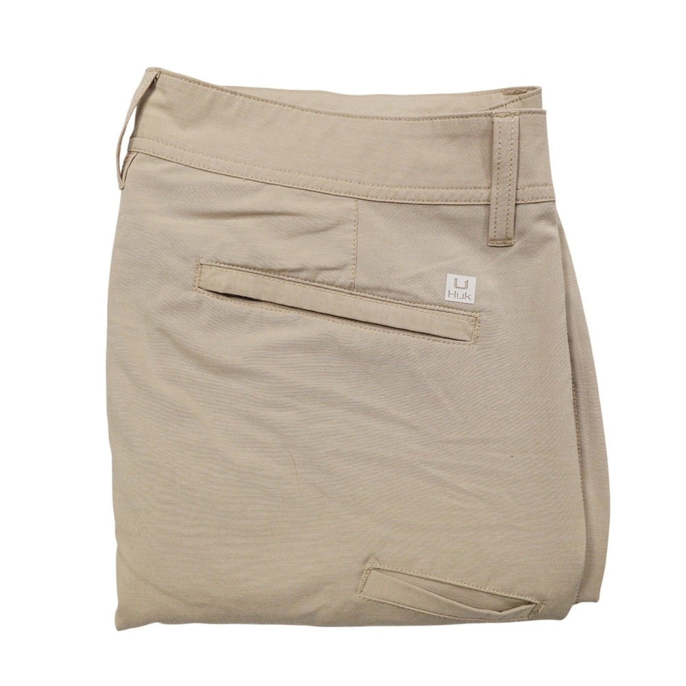 HUK PERFORMANCE FISHING Men's 36 Khaki Beige Straight Leg Outdoor Pants STAINED